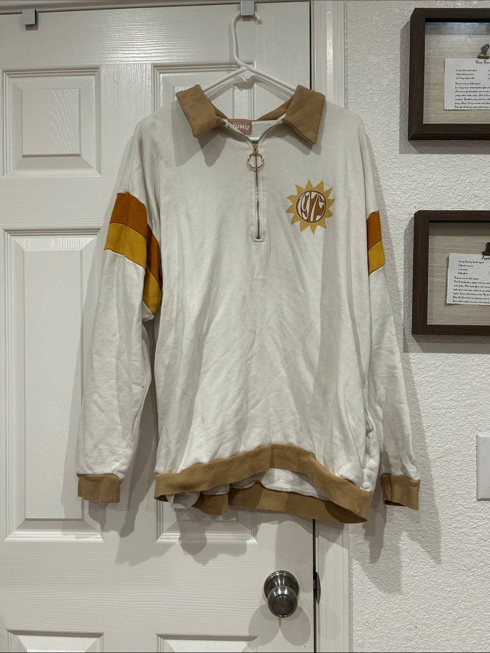 Show Me Your Mumu Cream Pullover with  Gold Ring Zip